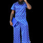 Posted silky checkered monogram two-piece set with long shorts - GSUWOO