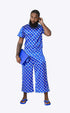 Posted silky checkered monogram two-piece set with long shorts - GSUWOO